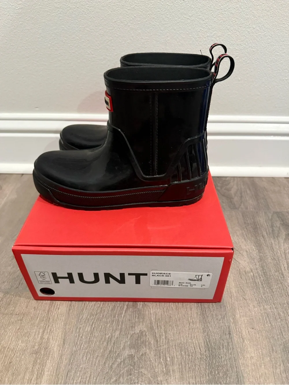 Hunter Glossy Black Short Wellington Boots